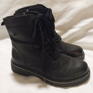 Relife By Pavers England Black Lace-Up Combat Moto Boots